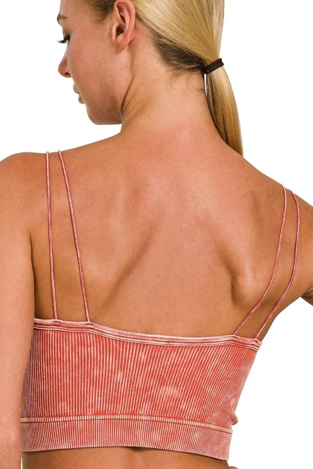 Zenana Washed Ribbed Seamless Double Strap Brami - Love Salve